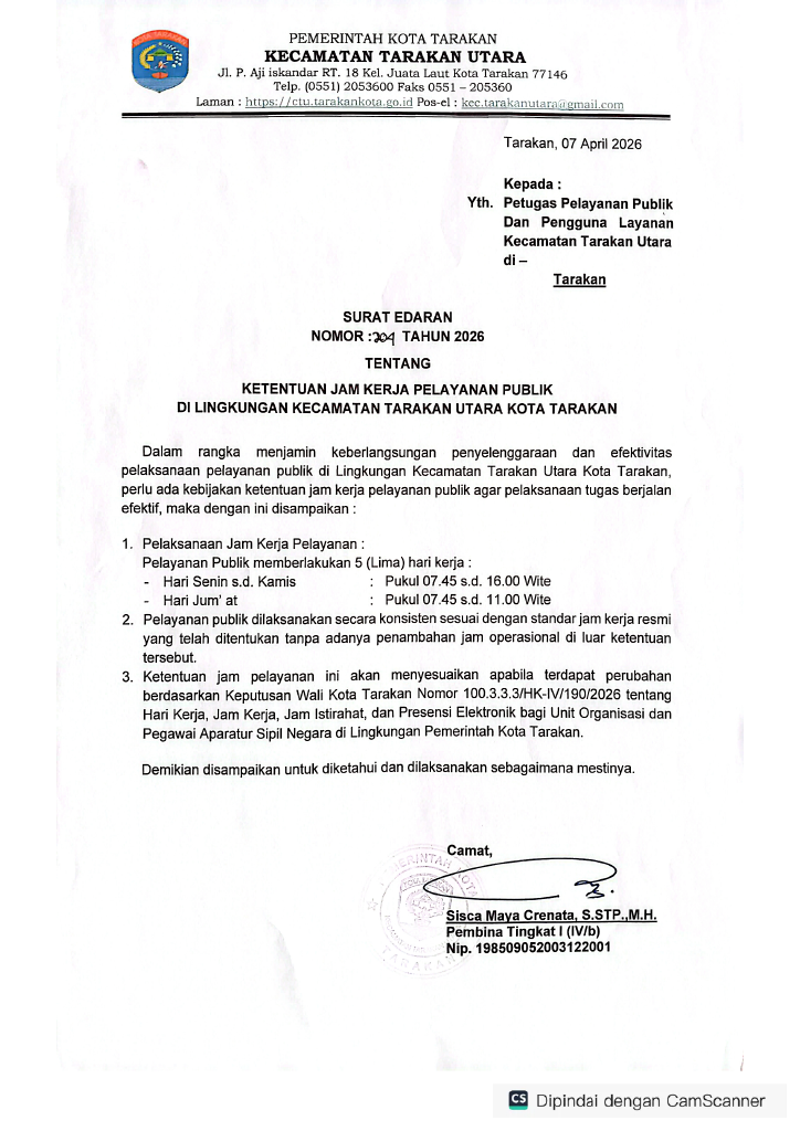 KETENTUAN JAM KERJA PELAYANAN PUBLIK